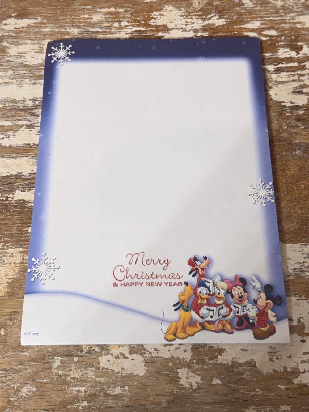 Disney Holiday Notepad with Blue Gradient Border and Classic Characters